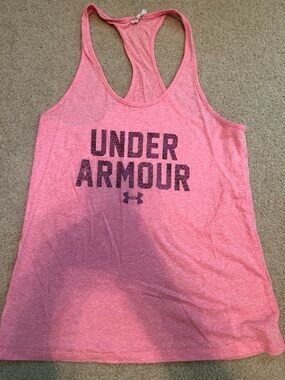 Under Armour Heather Pink Logo Racerback Tank